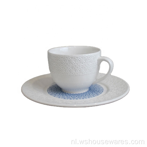 Hot Koop Luxe Emboss 18 stks Keramisch Porselein-servies